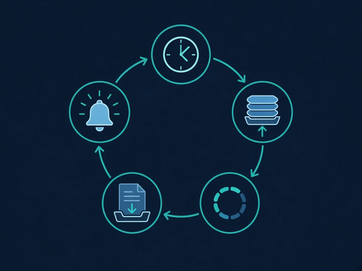 Illustration of a scheduled n8n loop for bulk verification and alerts
