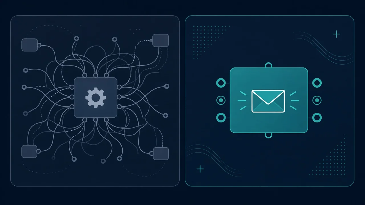 Illustration comparing a tangled HTTP Request setup to a single dedicated verification node